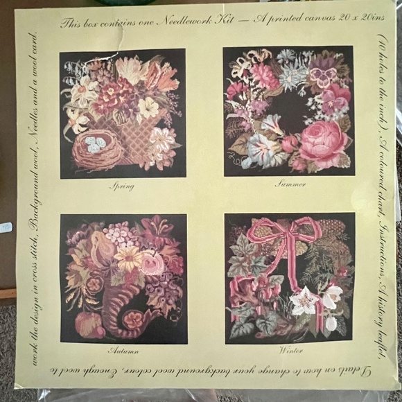 Rare Vintage 1988 Elizabeth Bradley Needlepoint Kit Victorian Flowers Winter NEW - Picture 4 of 11